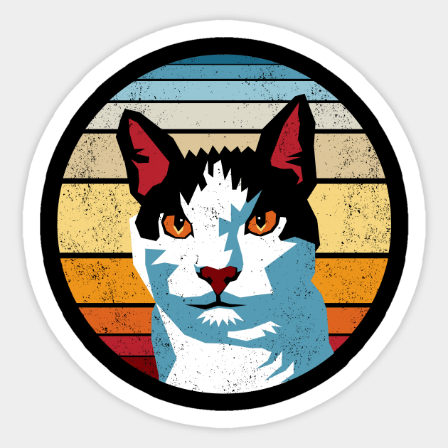 Angular Cat Vintage Distressed Sticker by RYSHU 